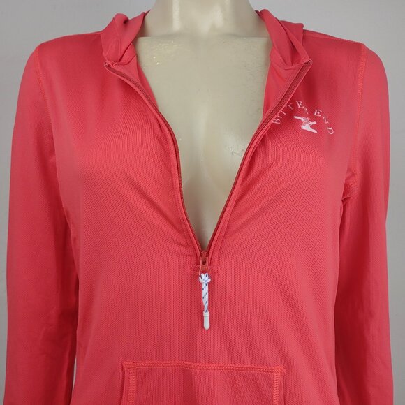 NWOT Bitter End Yacht Club coral red mesh 1/4 zip hooded pullover ladies Small - Picture 4 of 12